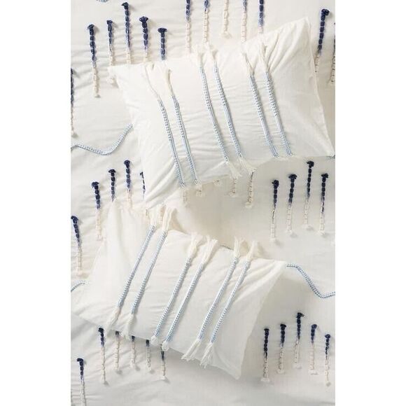 Anthropologie Eula Blue Ombre Braided Pillow Shams Standard Size Set of 2 - Picture 1 of 5